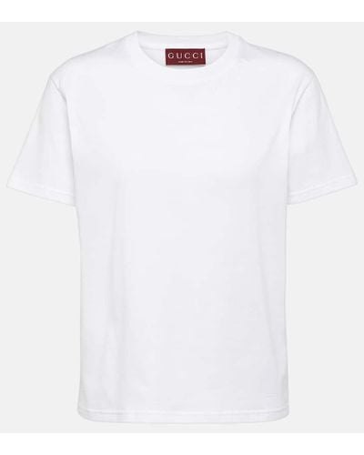 Gucci Besticktes T-Shirt aus Baumwoll-Jersey - Weiß