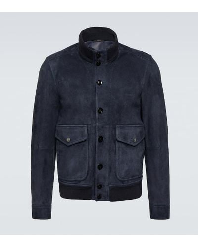 Tom Ford Bomber in suede - Blu