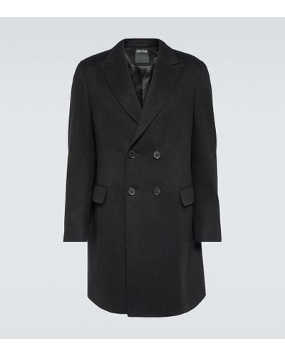 Zegna Wool And Cashmere-blend Coat - Black