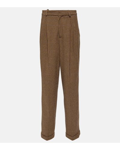 Polo Ralph Lauren Houndstooth Tweed Wide-leg Pants - Brown