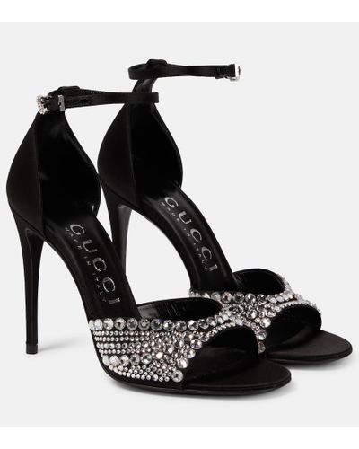 Gucci High Heel Sandals With Crystals - Black