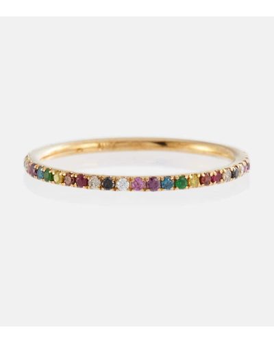 Ileana Makri Thread Band 18kt Gold Ring With Diamonds, Rubies And Sapphires - Natural