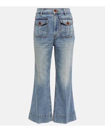 Zimmermann Raie Cropped Flared Jeans - Blue
