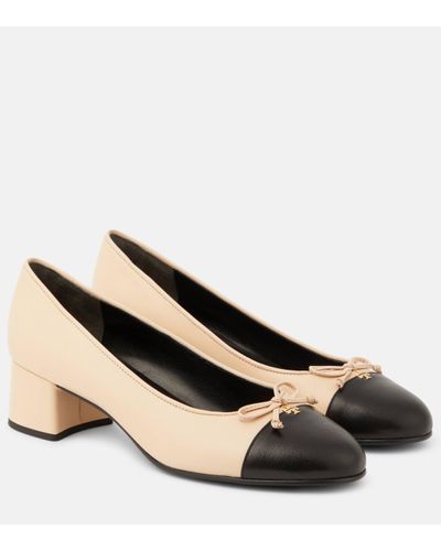 Tory Burch Cap-toe Leather Court Shoes - Natural