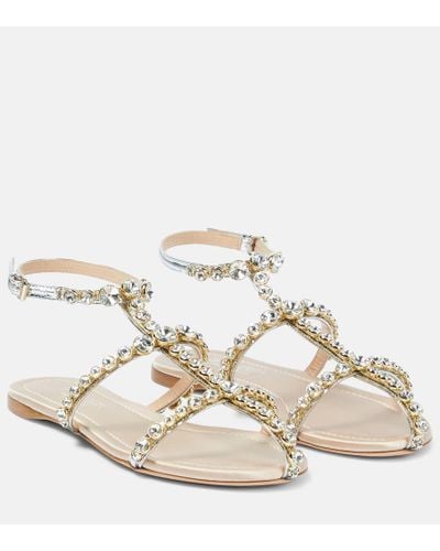 Giambattista Valli Maharani Embellished Leather Sandals - Metallic