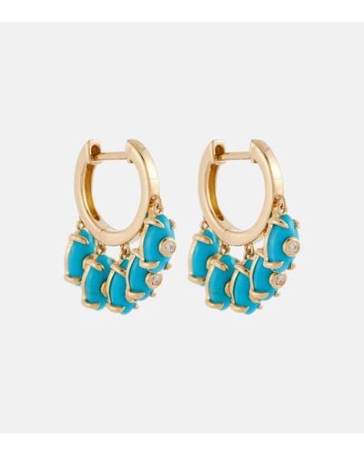 Sydney Evan Huggie 14kt Gold And Diamond Earrings - Blue