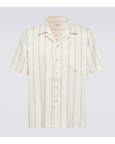 Commas Striped Linen-blend Bowling Shirt - White