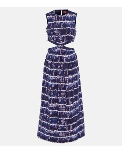 Altuzarra Ashima Cutout Cotton-blend Midi Dress - Blue