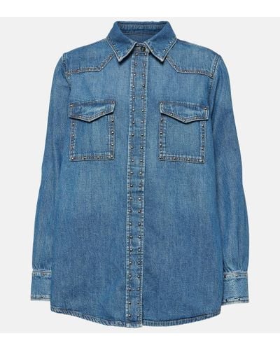 7 For All Mankind Camicia di jeans Emilia con borchie - Blu