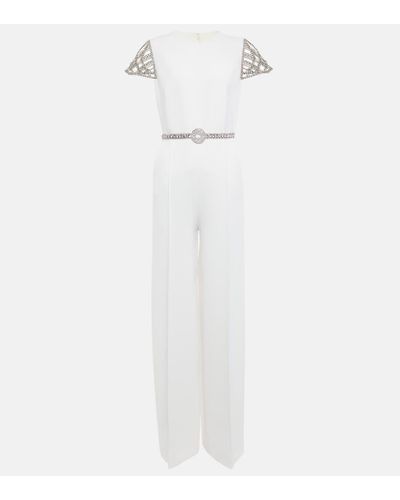 Elie Saab Crystal-embellished Jumpsuit - White