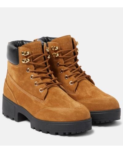 Givenchy Trekker Schnürstiefel Aus Veloursleder Mit Lederbesätzen - Braun