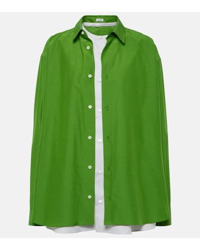 Loewe Camicia a doppio strato in cotone e seta - Verde
