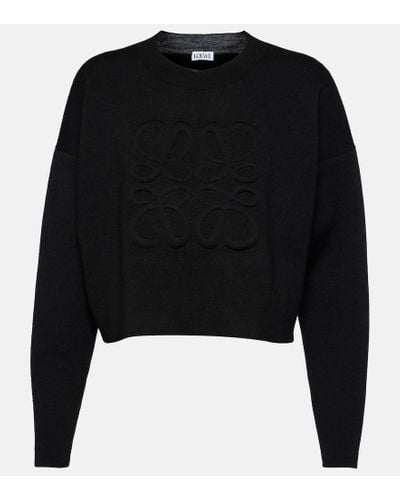 Loewe Anagram Cropped Sweater - Black