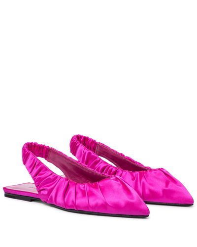 Khaite Roma Satin Slingback Ballet Flats - Pink