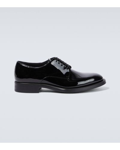 Giorgio Armani Patent Leather Derby Shoes - Black