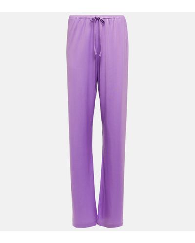 Dries Van Noten Jersey Straight Trousers - Purple