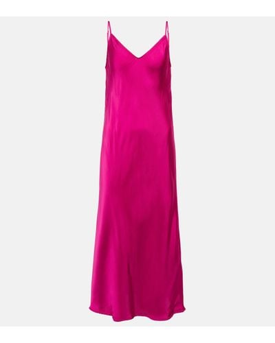 Velvet Poppy Slip Midi Dress - Pink