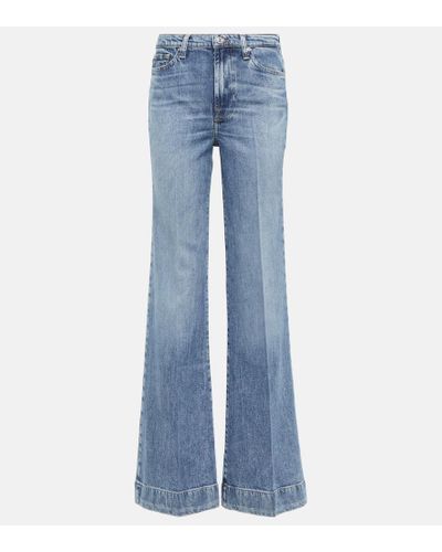7 For All Mankind Mid-rise Straight Jeans - Blue