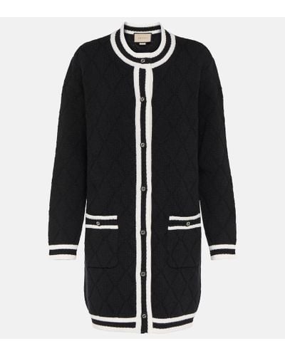 Gucci Cardigan de pique de lana - Negro