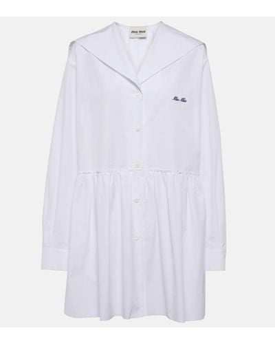 Miu Miu Robe chemise en coton - Blanc