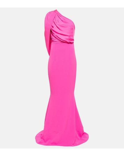 Safiyaa One-shoulder Cape Gown - Pink