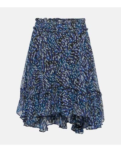 Isabel Marant Viera Asymmetric Printed Mini Skirt - Blue