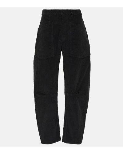 Nili Lotan Pantalones Shon de pana de algodon - Negro