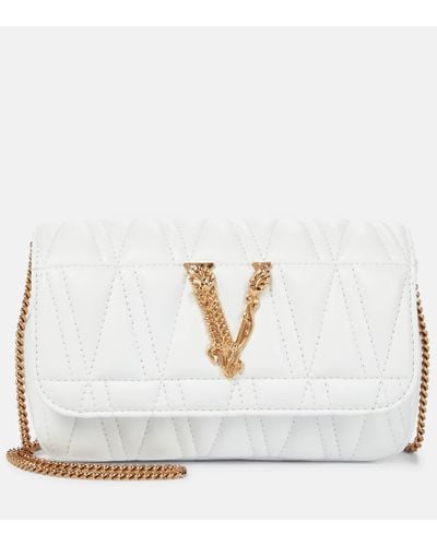 Versace Borsa a tracolla Virtus Small in pelle - Bianco