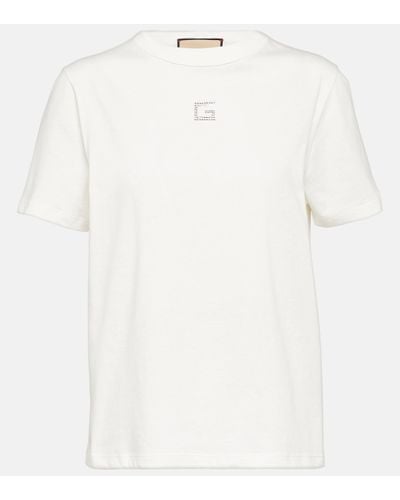 Gucci T-shirt En Jersey De Coton À Cristaux - Blanc