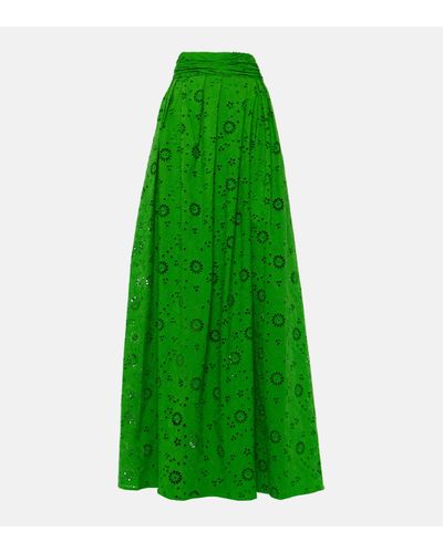 Carolina Herrera Openwork Cotton Maxi Skirt - Green