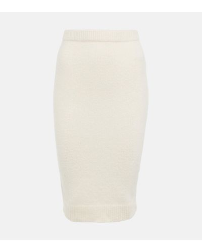 Tom Ford Knitted Cotton-blend Midi Skirt - White