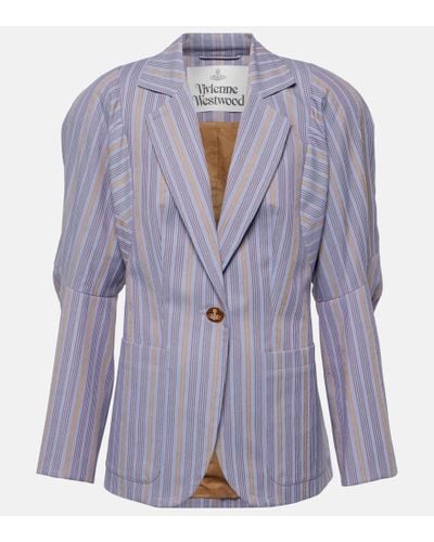 Vivienne Westwood Pourpoint Striped Cotton Blazer - Blue