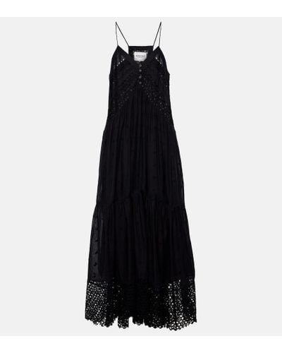 Isabel Marant Sabba Embroidered Cotton Maxi Dress - Black