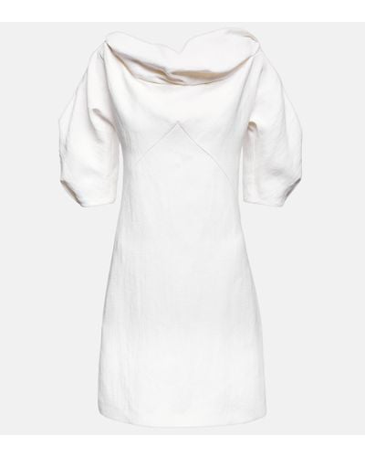 Jil Sander A-line Linen-blend Minidress - White