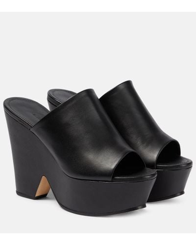 Victoria Beckham Leather Platform Mules - Black