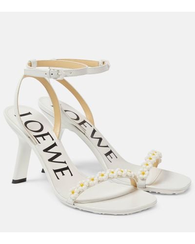 Loewe Paula's Ibiza Petal Daisy Floral-applique Leather Sandals - White
