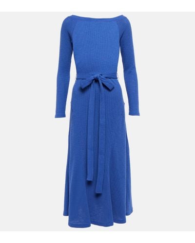 Polo Ralph Lauren Belted Cotton Midi Dress - Blue