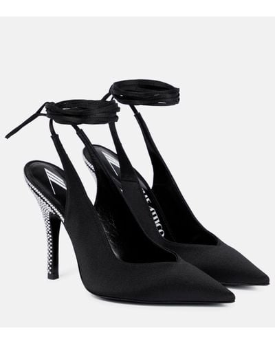 The Attico Venus Embellished Slingback Court Shoes - Black