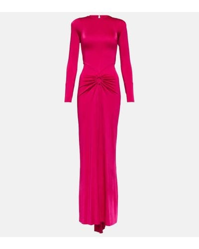 Victoria Beckham Gathered Jersey Midi Dress - Pink