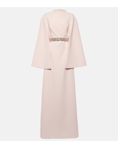 Safiyaa Harper Embellished Caped Gown - Pink