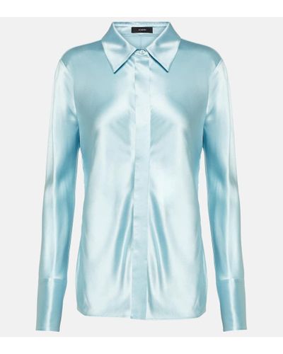 JOSEPH Brunel Silk Satin Shirt - Blue