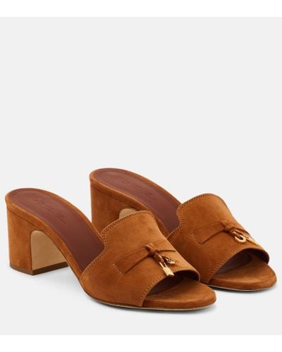 Loro Piana Summer Charms Suede Mules - Brown