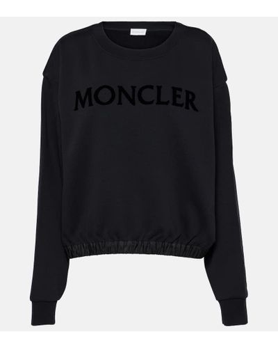 Moncler Sudadera en jersey de algodon con logo - Negro