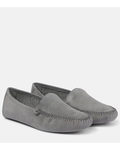 Loro Piana Lady Maurice Suede Slippers - Grey