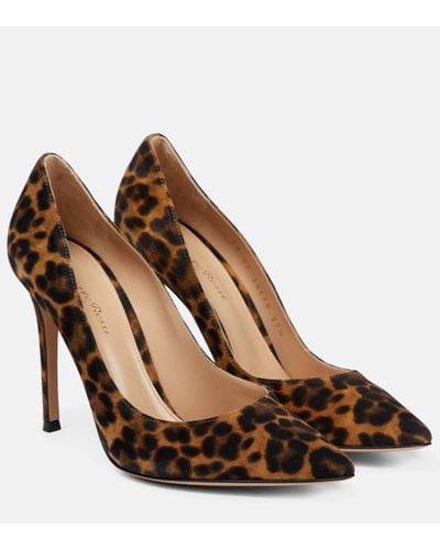 Gianvito Rossi Gianvito 105 Leopard-print Suede Court Shoes - Brown
