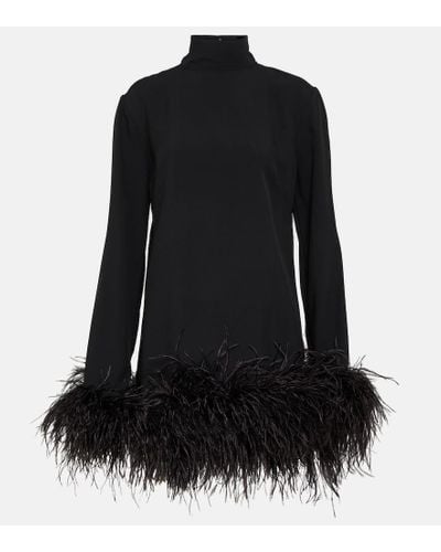 ‎Taller Marmo Piccolo Ubud Feather-trimmed Minidress - Black