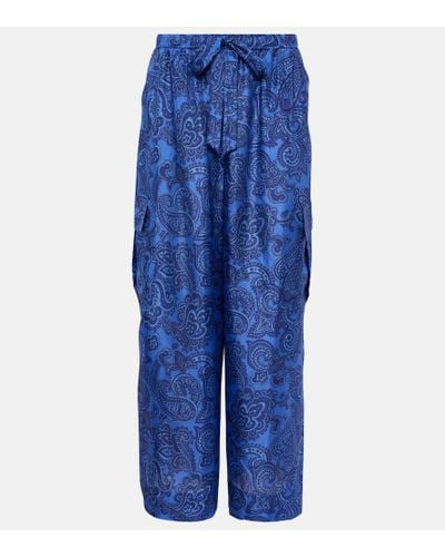 Zimmermann Pantalones anchos Ottie de seda habotai - Azul