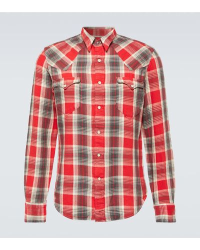 RRL Buffalo West Checked Cotton Twill Shirt - Red