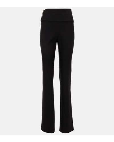 Alaïa Alaia Belted Straight Wool Trousers - Black
