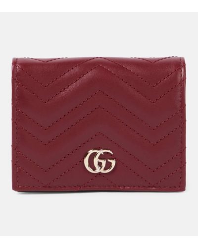 Gucci Porte-cartes GG Marmont en cuir - Rouge
